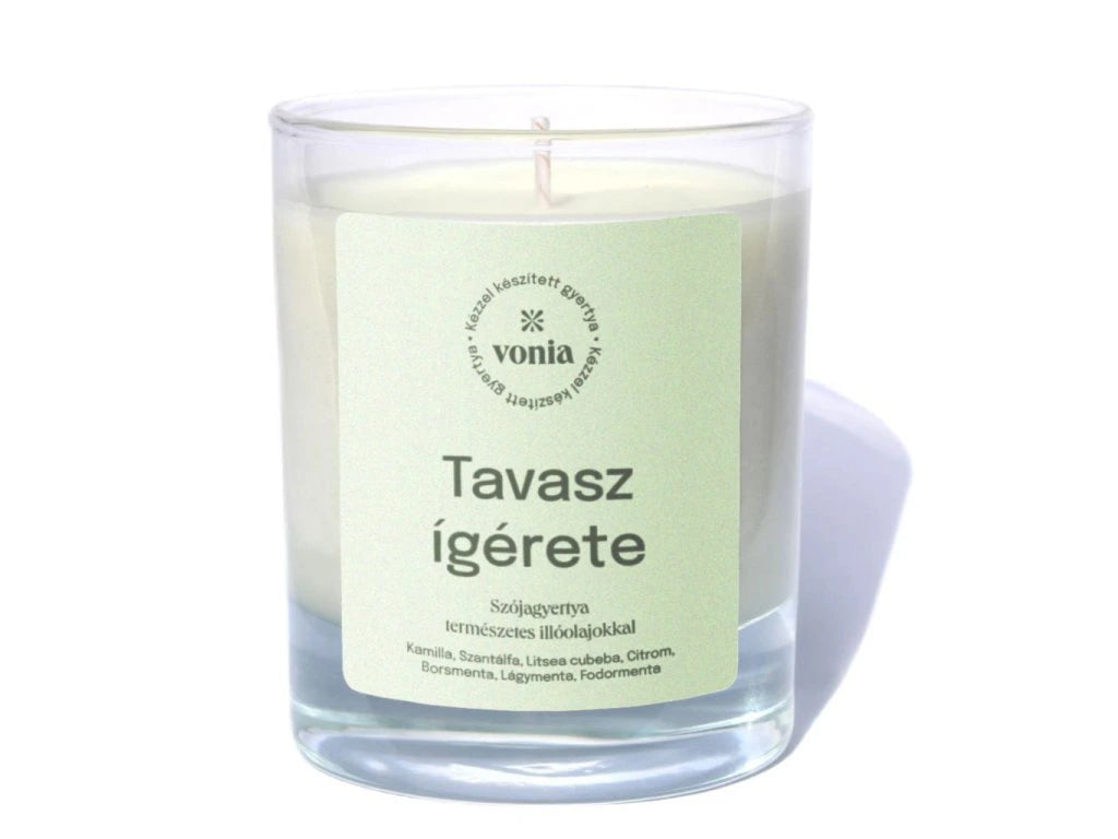 Tavasz ígérete - Kézműves szójagyertya mentás-citrusos illatvarázzsal